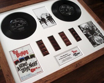 The Beatles A Hard Day's Night vinyl 35 mm film cel ingekaderde montage