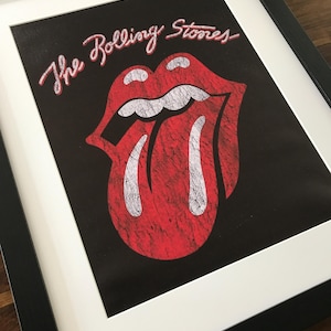 Impression sur toile encadrée rétro de l&#39;affiche classique « Tongue » des Rolling Stones