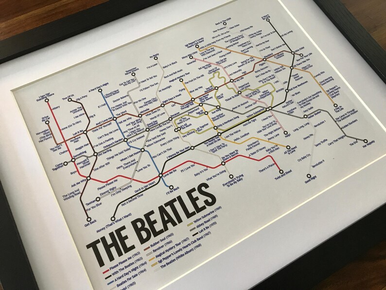 The Beatles London Tube Map Song Framed Canvas Print Etsy UK