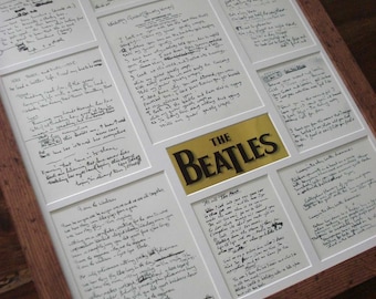 The Beatles original handwritten lyrics display framed montage #2