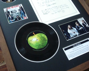 The Beatles Here Comes The Sun 7" single + Vinyl Lyrics Framed Display