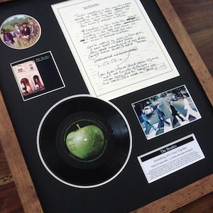 The Beatles Something 7" single + Vinyl Lyrics Framed Display