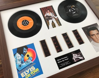 Elvis Presley - Elvis On Tour - montaje de película de vinilo de 35 mm con marco de celda