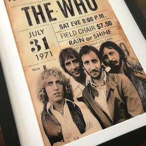 Poster del concerto degli Who, stampa su tela con cornice retrò