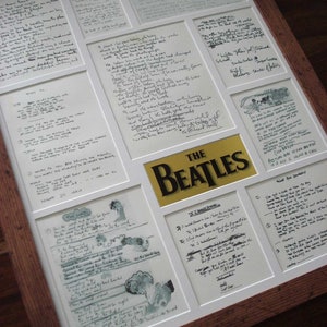 The Beatles original handwritten lyrics display framed montage #3