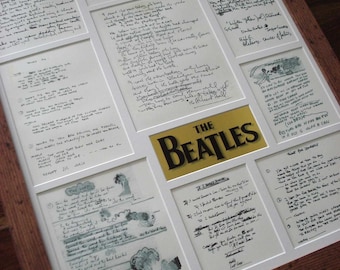 The Beatles original handwritten lyrics display framed montage #3