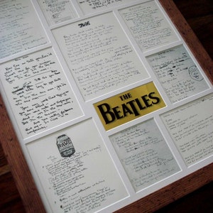 De originele handgeschreven songtekst van The Beatles met ingelijste montage #4