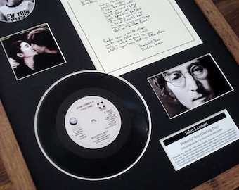 John Lennon "Beautiful Boy" (sencillo de 7") + vinilo con letra enmarcada