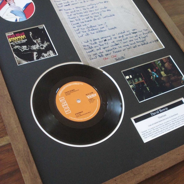 David Bowie Starman 7" single + Vinyl Lyrics Framed Display
