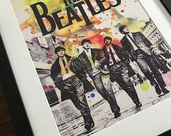 Die Beatles in London retro gerahmte Leinwand Druck