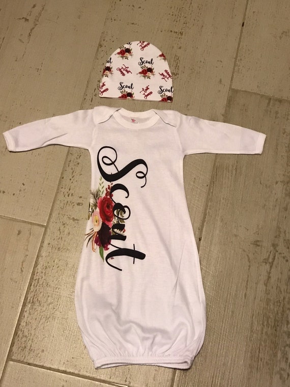 Infant gown cheap and hat set