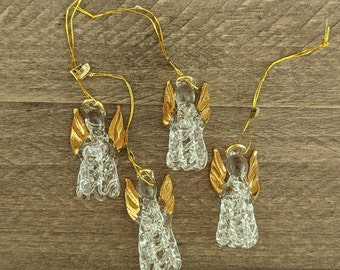 Vintage Set of Four Miniature Spun Glass Angel Ornaments