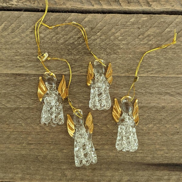 Vintage Set of Four Miniature Spun Glass Angel Ornaments