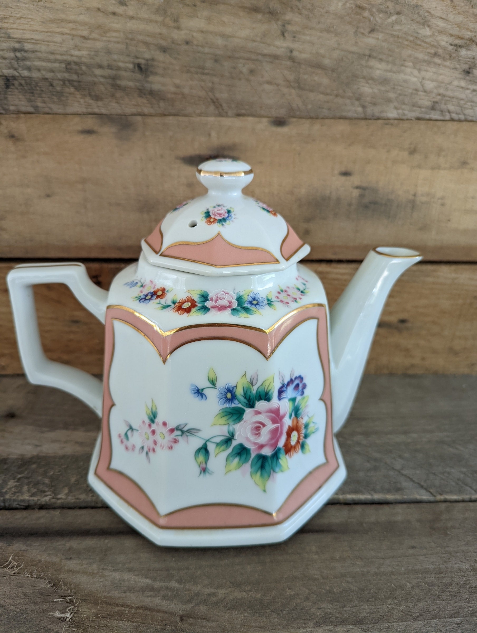 Vintage Lefton China Teapot in the Canton Rose Pattern / 3376 Etsy