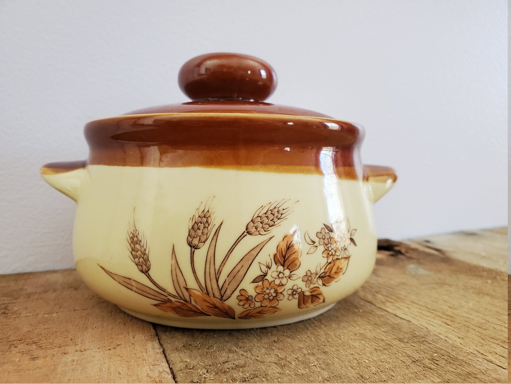 Vintage Soup Bowls With Tab Handles. Brown and Beige With Etsy