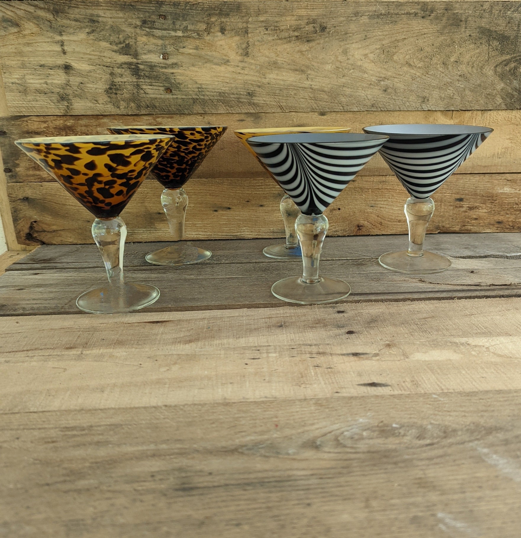 Martini Glass | Gold Leopard - Set of 4