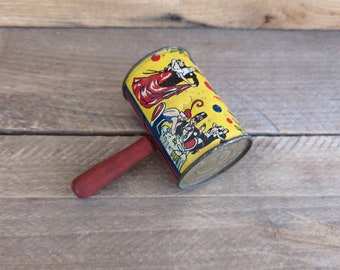 Vintage 1920s Tin Litho New Years Noise Maker by US Metal Toy Manufacturing Company