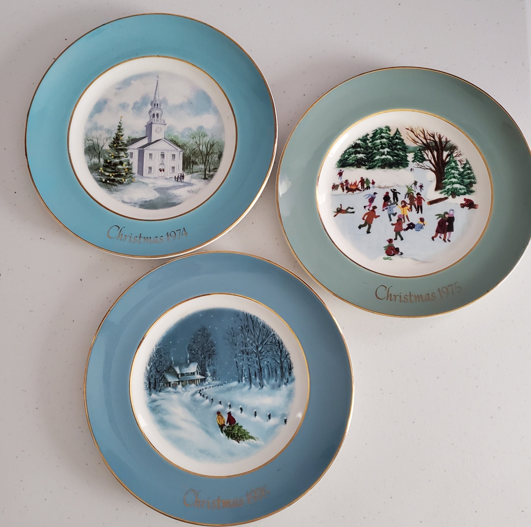 Vintage Three Collectable Avon Christmas Plate series by Enoch Etsy