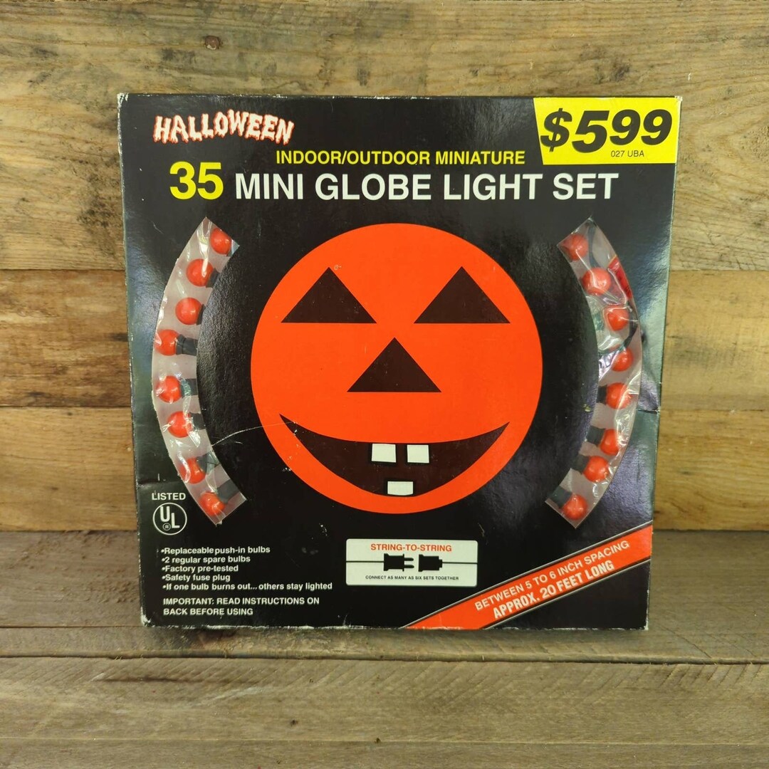 Vintage 1993 Halloween Indoor Outdoor Miniature 35 Mini Globe Light Set ...