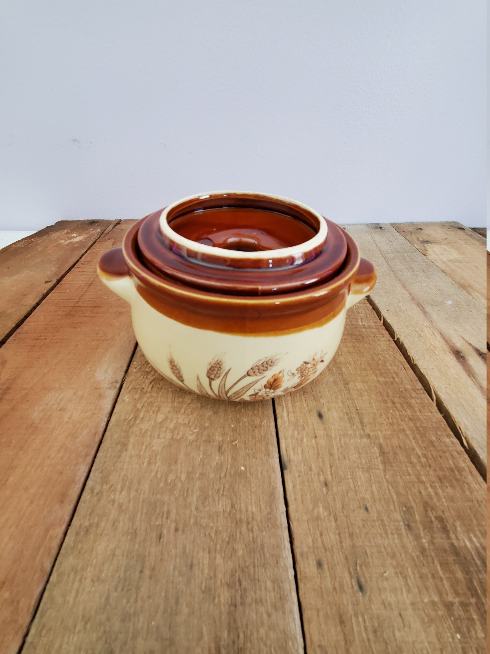 Vintage Soup Bowls With Tab Handles. Brown and Beige With Etsy