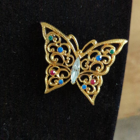 Vintage Goldtone Butterfly Brooch by Monet - image 1