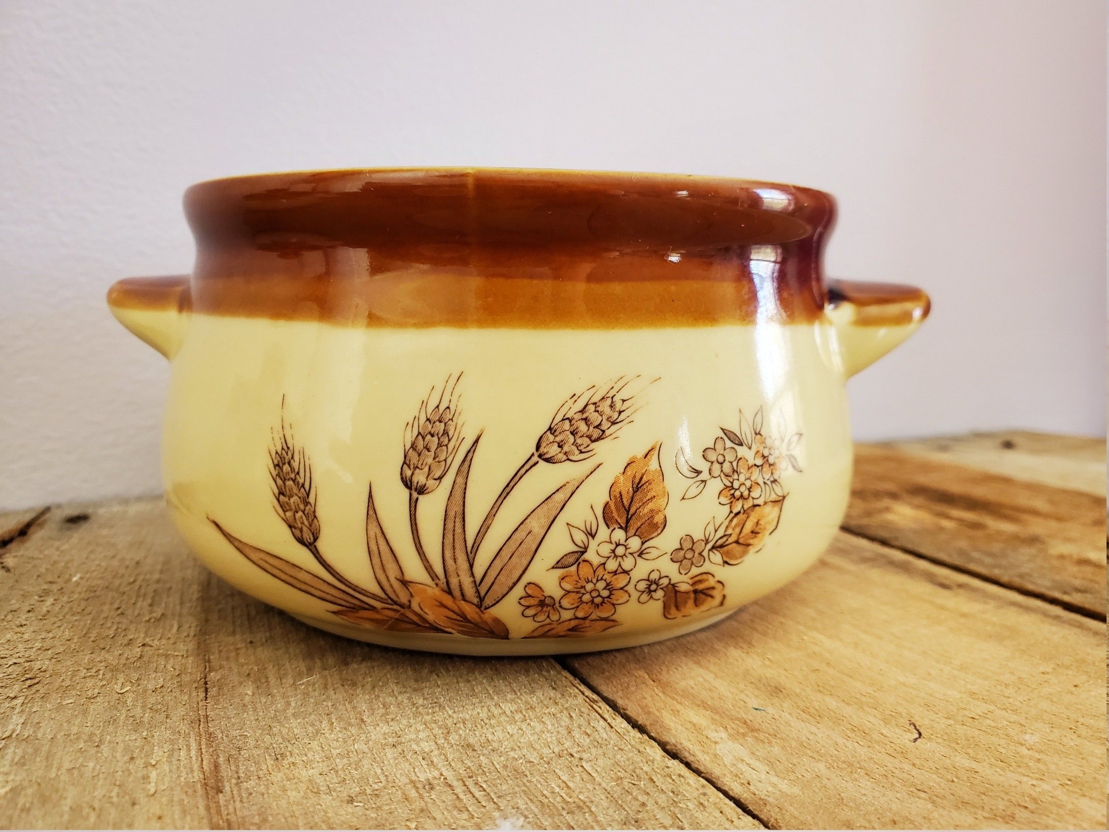 Vintage Soup Bowls With Tab Handles. Brown and Beige With Etsy