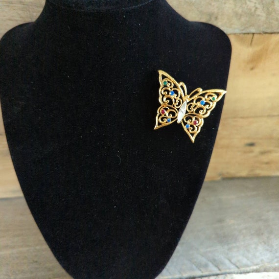 Vintage Goldtone Butterfly Brooch by Monet - image 2