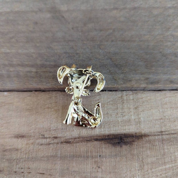 Vintage Gerry's 1960s Gold Tone Dog Pin / Red Bow… - image 5