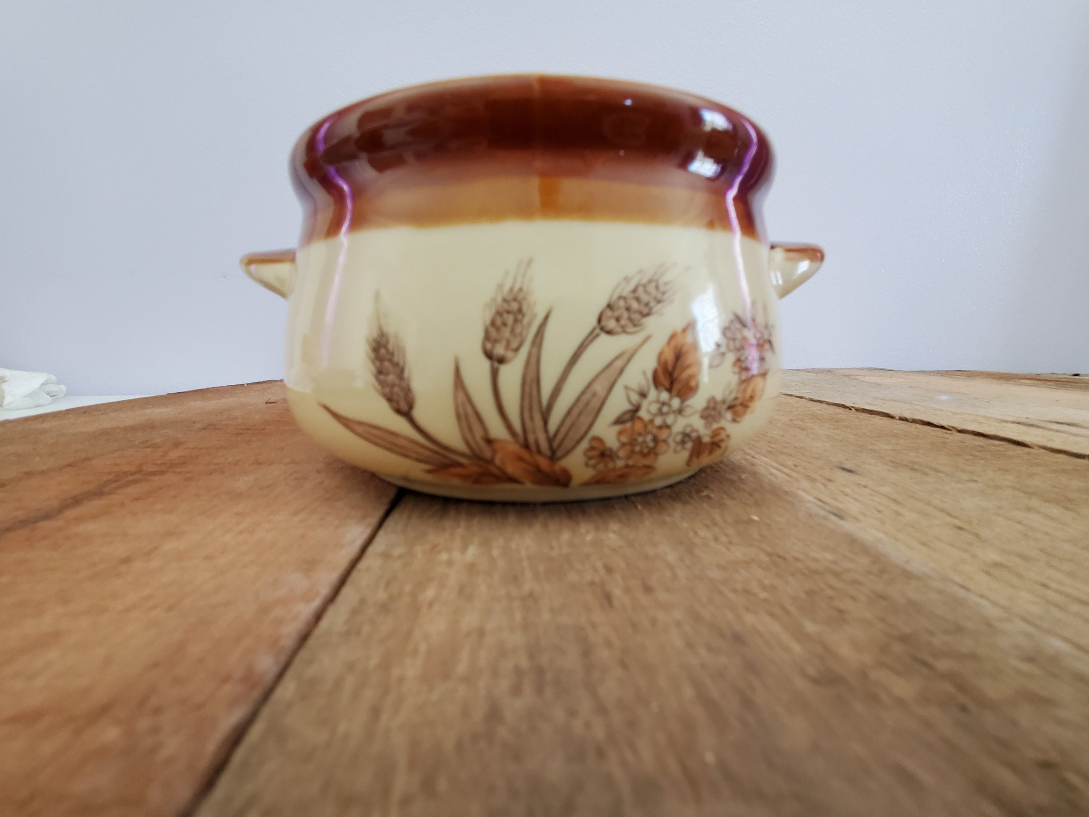 Vintage Soup Bowls With Tab Handles. Brown and Beige With Etsy
