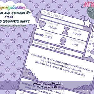 D&D 5e Fillable Spell Card: Stelle / Download digitale / Dungeons and Dragons Blank Item Card Cute Kawaii Purple Space Custom Printable