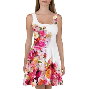 Magic Summer Floral Dress – Bright Cottagecore Skater Dress with Colorful Flower Print