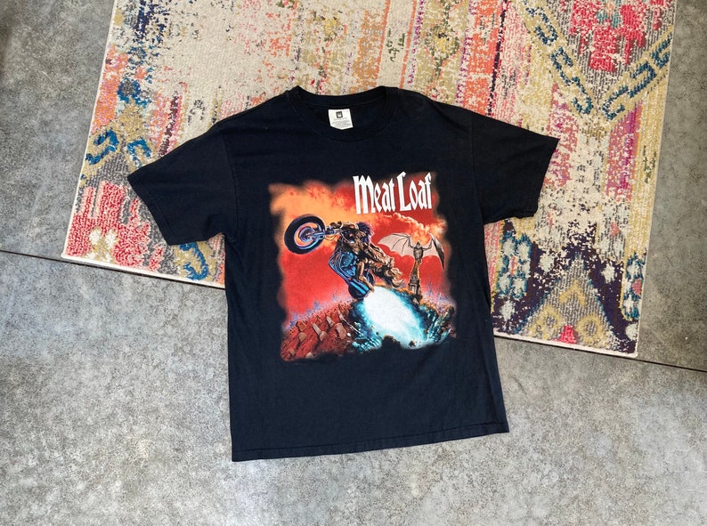 Vintage 90\u2019s Meat Loaf Storytellers Tour T Shirt Winterland Size Large Rock Band Bat Out Of Hell 1999 Concert Tee