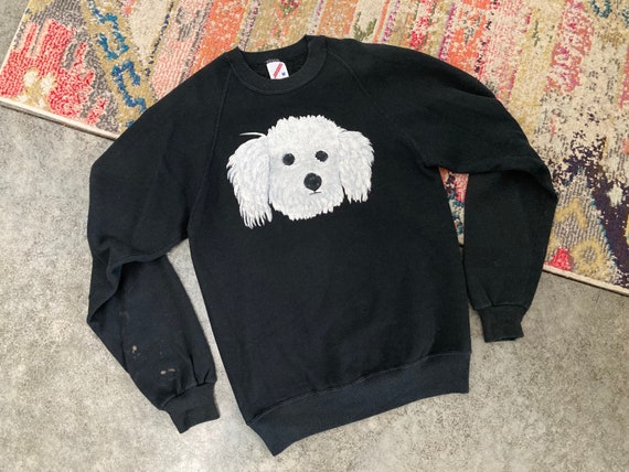 Vintage 80’s Poodle Dog Sweatshirt Unisex Size Med