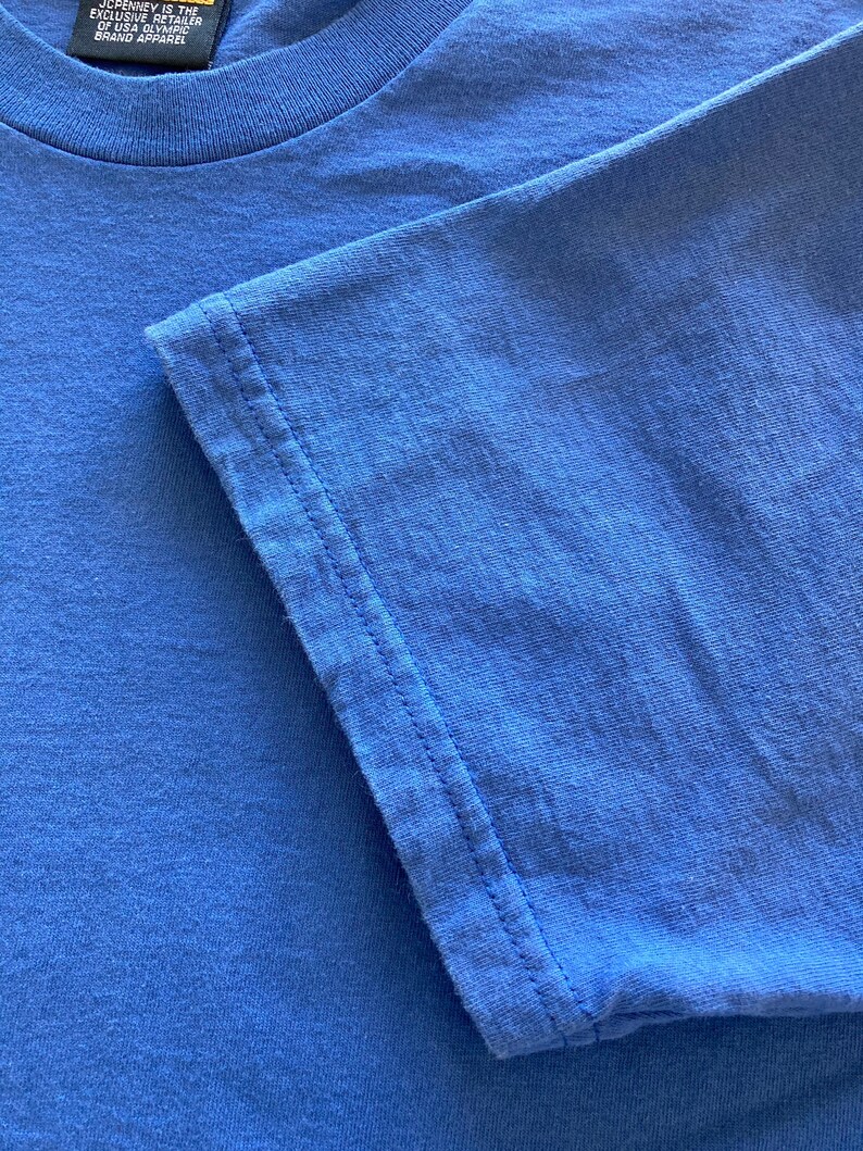 Vintage 90\u2019s JC Penny Blank Blue USA Olympics T Shirt Size Large Athletic Sports Tee