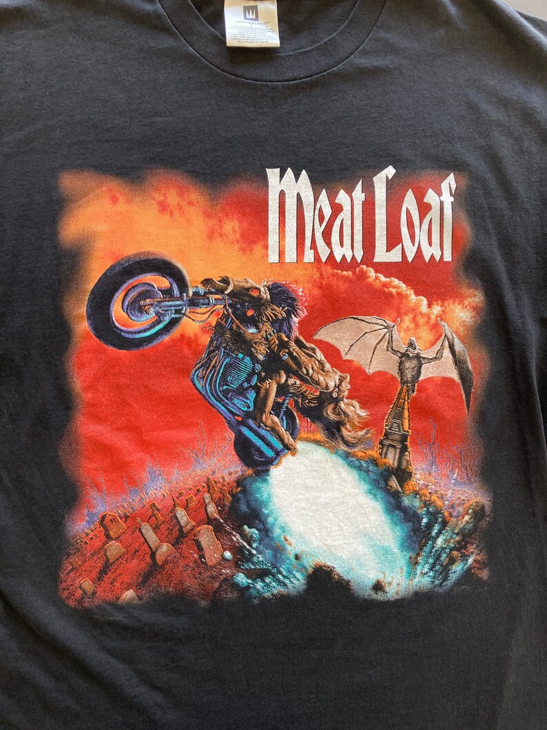 Vintage 90\u2019s Meat Loaf Storytellers Tour T Shirt Winterland Size Large Rock Band Bat Out Of Hell 1999 Concert Tee
