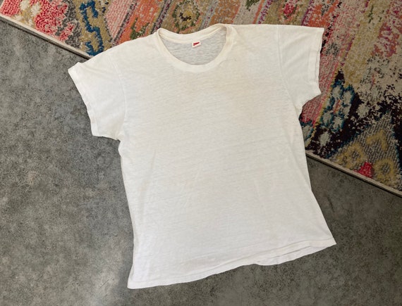 Vintage 60’s Hanes Blank Plain White T Shirt Size