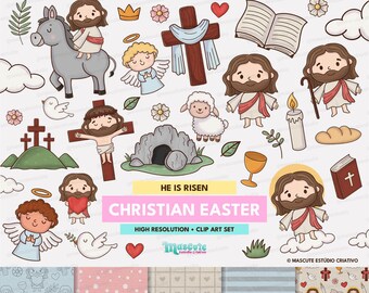 Christian Easter Watercolor Clip Art: He is Risen (Digital Download)