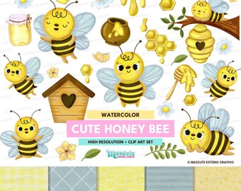 Aquarell Honigbiene Clipart: Kinderzimmer Designs (PNG)