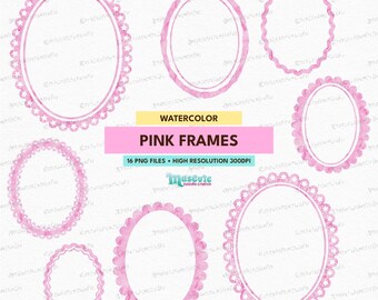 Aquarel roze frame clipart | Coquette SVG PNG EPS (digitale download)