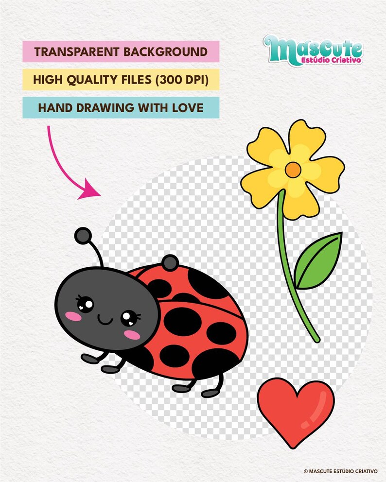 Cute Ladybug Clipart Set SVG PNG EPS | Kawaii Bug Illustrations for ...