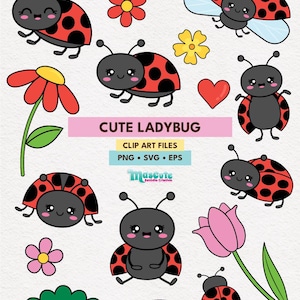 Kawaii nyckelpiga clipart-set | Babyshower SVG PNG EPS