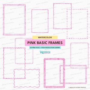 Watercolor Coquette Frames Clipart SVG PNG EPS | Cute Decorative Frame Clip Art, Invitations, Scrapbook, Stickers, Digital Download