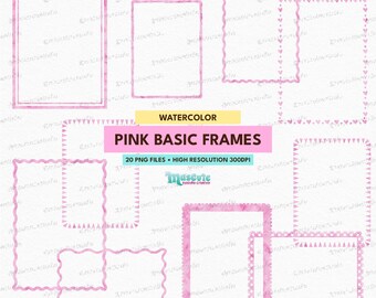 Watercolor Pink Frame Clipart | Coquette Frames, Scrapbook (Digital Download)