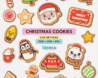 Christmas Cookies Clipart: Gingerbread, Candy Cane, Festive Sweets (PNG SVG EPS)