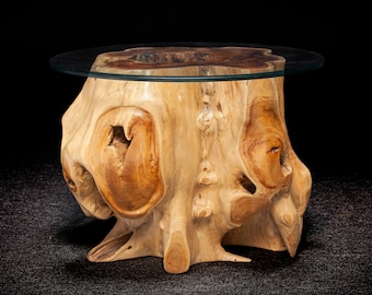 Live Edge Burled Teak Root Accent Table