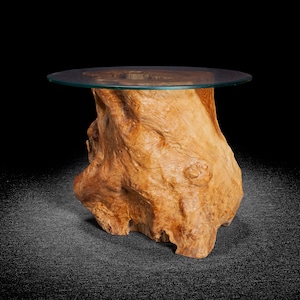 Live Edge Teak Root Accent Table With Burl