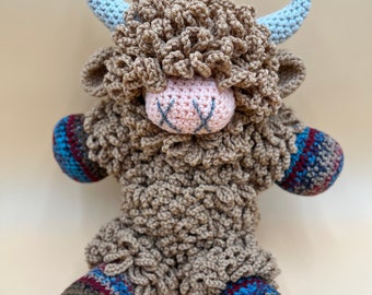 Crocheted Latte Highland Cow