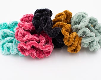 Crocheted Velvet Scrunchies