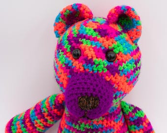 Crocheted Rainbow Teddy Bear