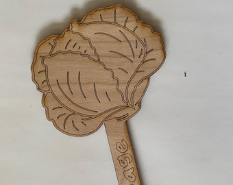 Cabbage SVG, Fruit & Vegetable SVG, Plant Row Marker, Garden Stakes SVG, Glowforge File, Laser Svg File, Glowforge Svg, Digital File